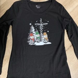 Black long sleeve Jr Lg Snowman Faith Hope Love